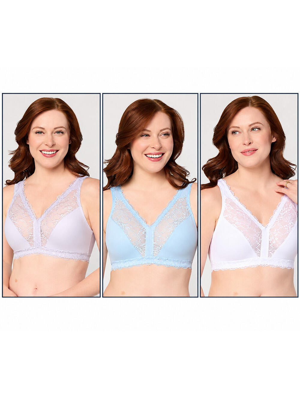 Breezies Soft Support Lace Detail Wirefree Unlined Bra S/3 Pastel, Size 3X